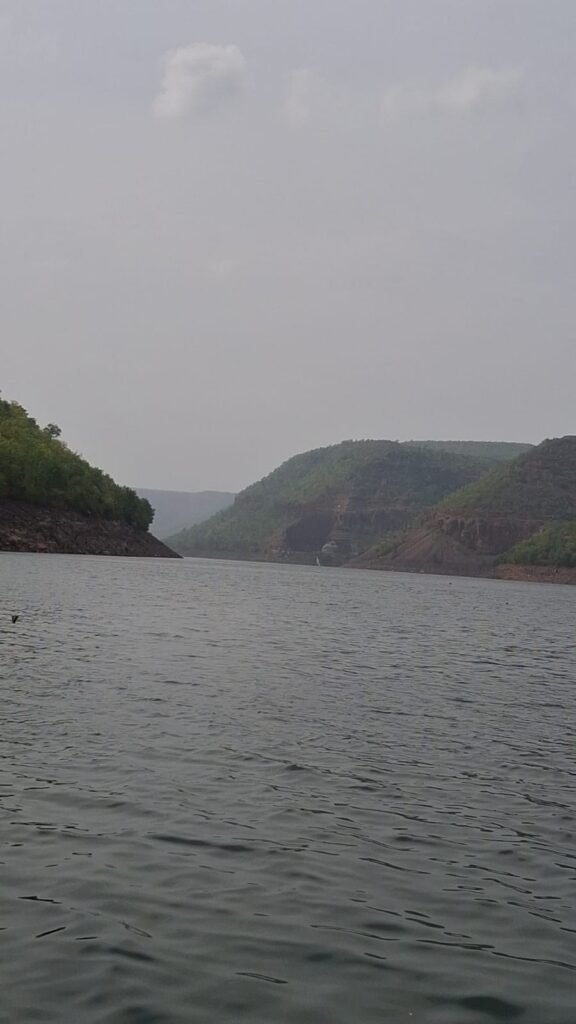 krishna river between the hills of srisailam