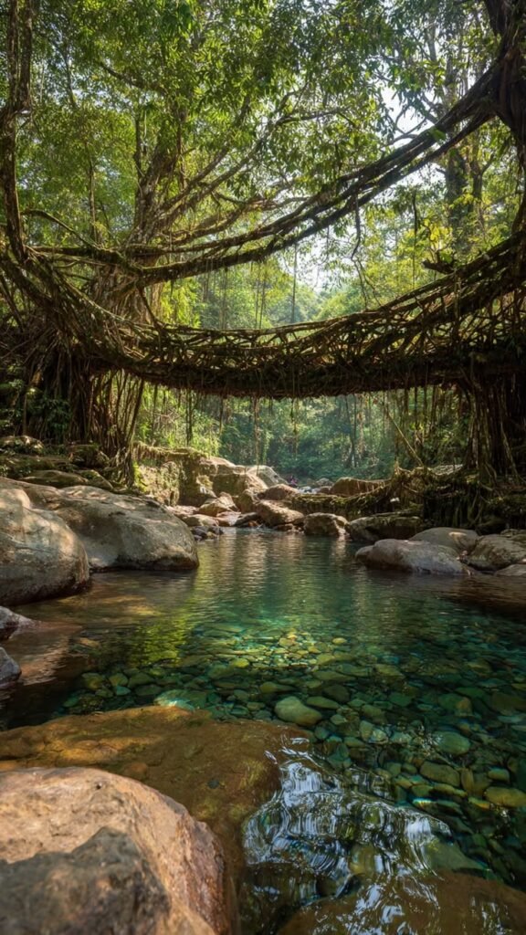 Beautyful green forest with a natural stream